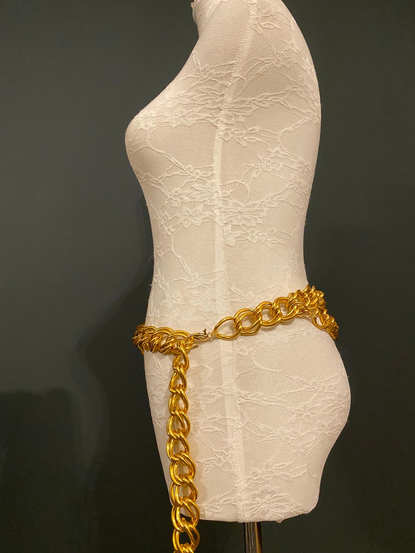 X-long Chunky Double Layer Chain Belt, Heavy Chain Belt, Silver, Gold, Fashion Belt, UK Sizes 2-36