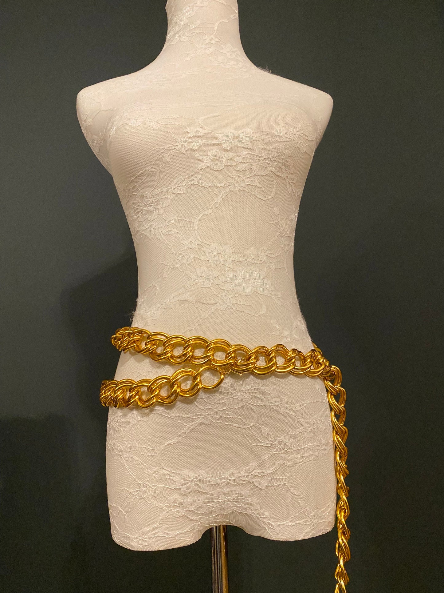 X-long Chunky Double Layer Chain Belt, Heavy Chain Belt, Silver, Gold, Fashion Belt, UK Sizes 2-36