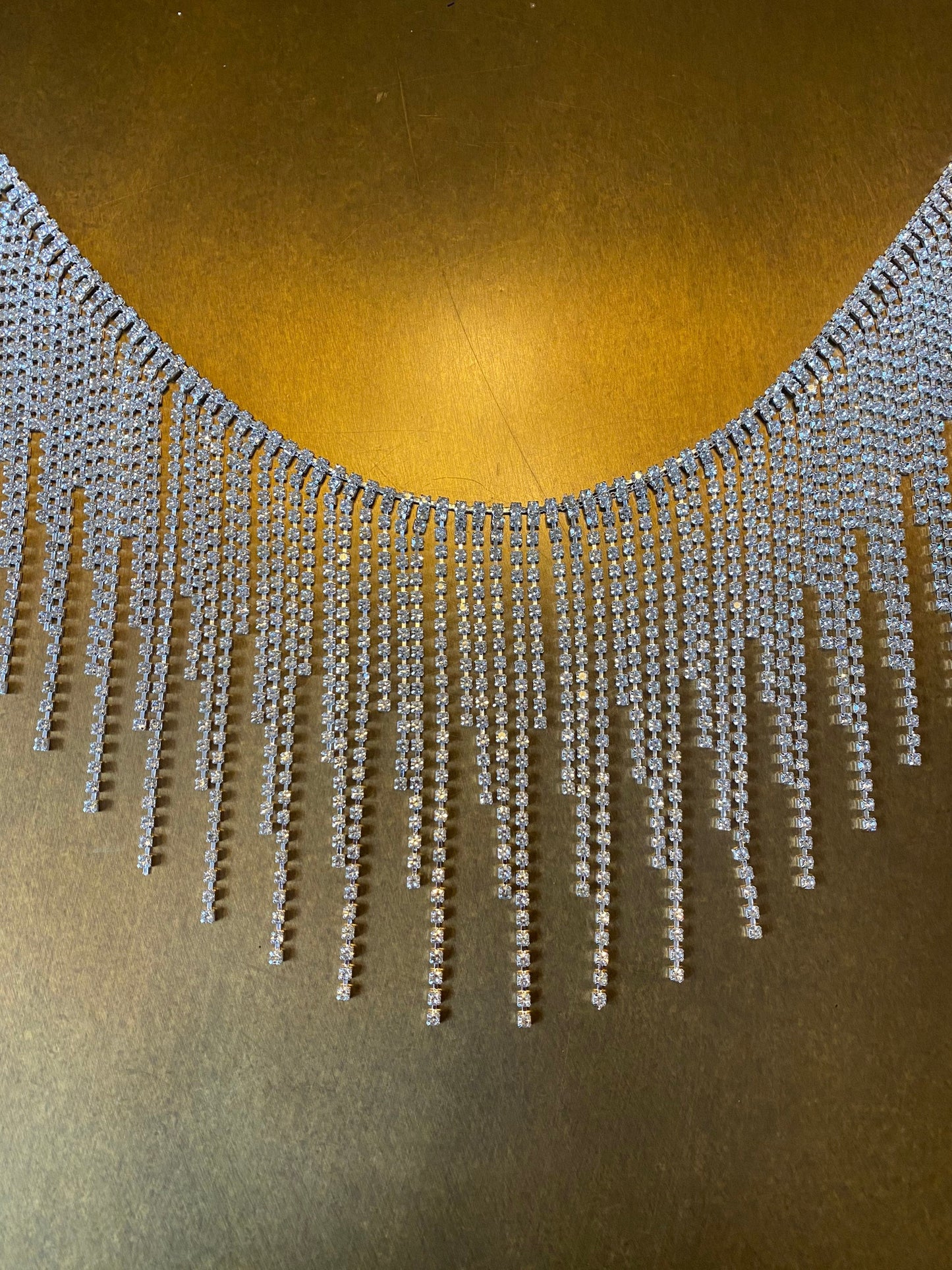 Diamanté Rhinestone Fringe Trim, Silver Crystals, Fashion Embellishment, 11.5cm