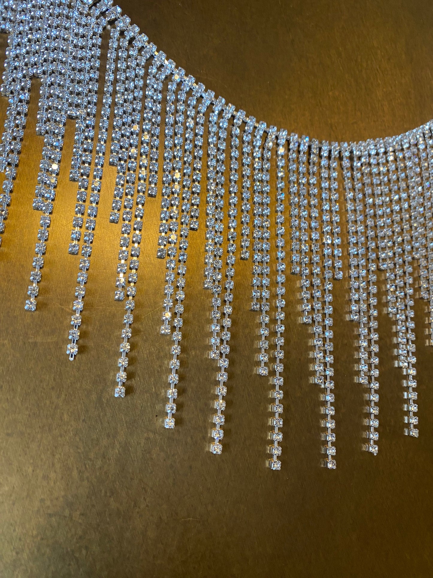 Diamanté Rhinestone Fringe Trim, Silver Crystals, Fashion Embellishment, 11.5cm