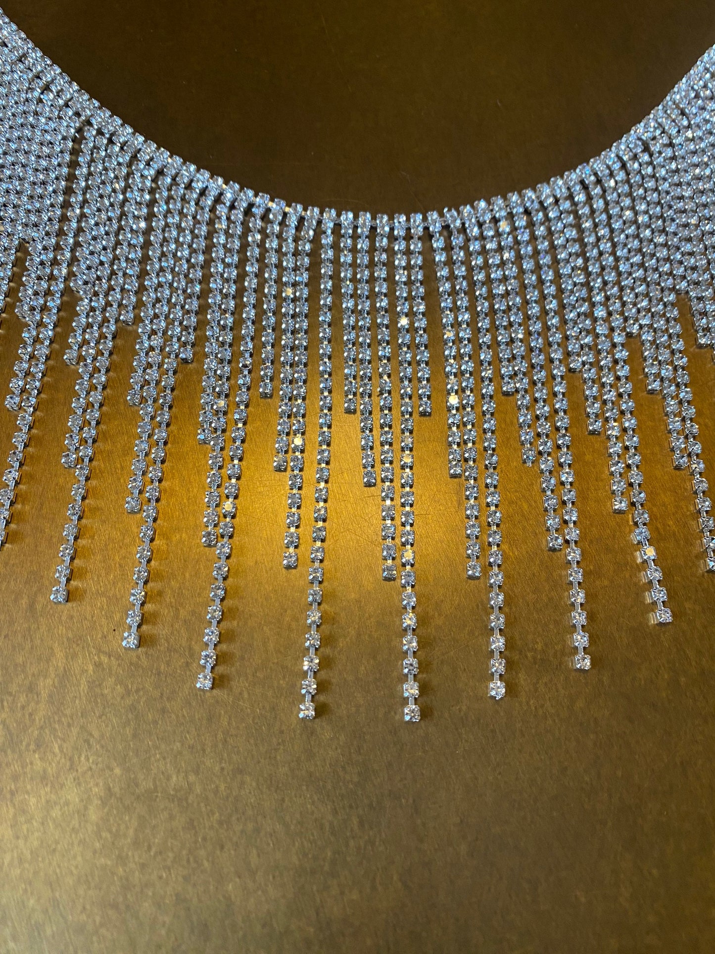 Diamanté Rhinestone Fringe Trim, Silver Crystals, Fashion Embellishment, 11.5cm