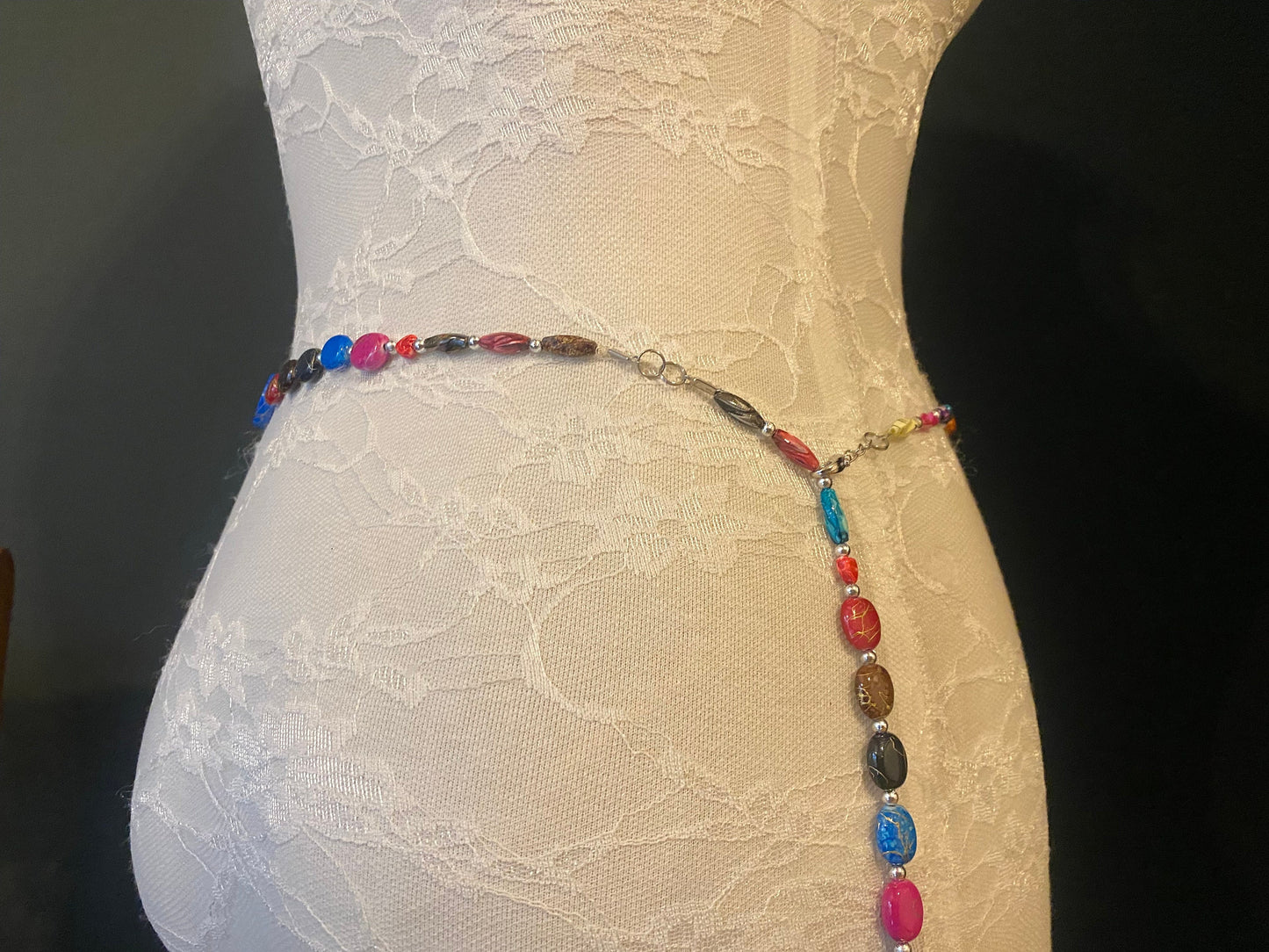 X-Long Belt, Marble Beads Multicolour Belt, Beaded Chain Belt, Boho belt, Beads, Marble Look Beads, Fashion Belt, Vintage Fashionable Belt