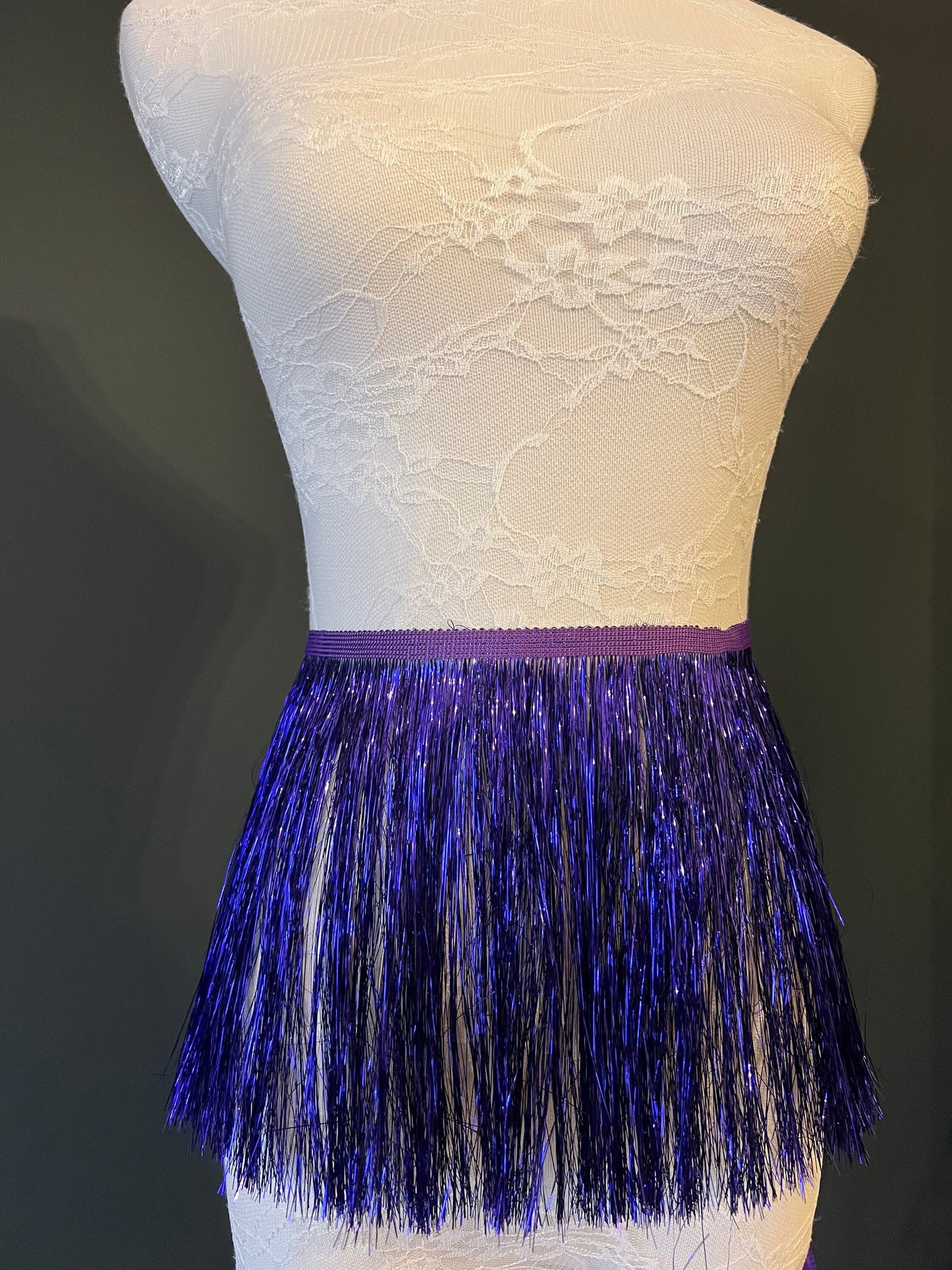 8” Wide Fringe, 17 Colours, Tinsel Fringe, Tassel Fringe, Dance Costume Trimming, Clothing, Crafting, High Quality, Purple