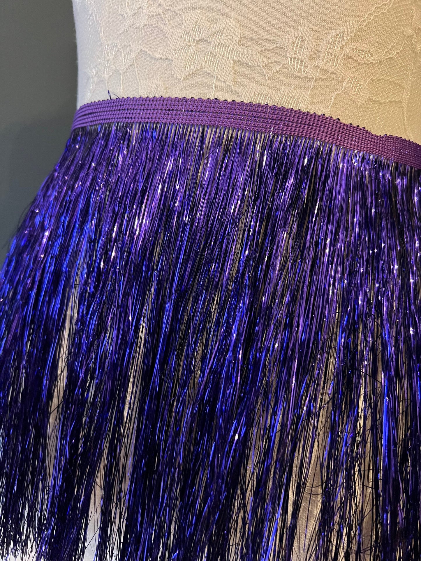 8” Wide Fringe, 17 Colours, Tinsel Fringe, Tassel Fringe, Dance Costume Trimming, Clothing, Crafting, High Quality, Purple