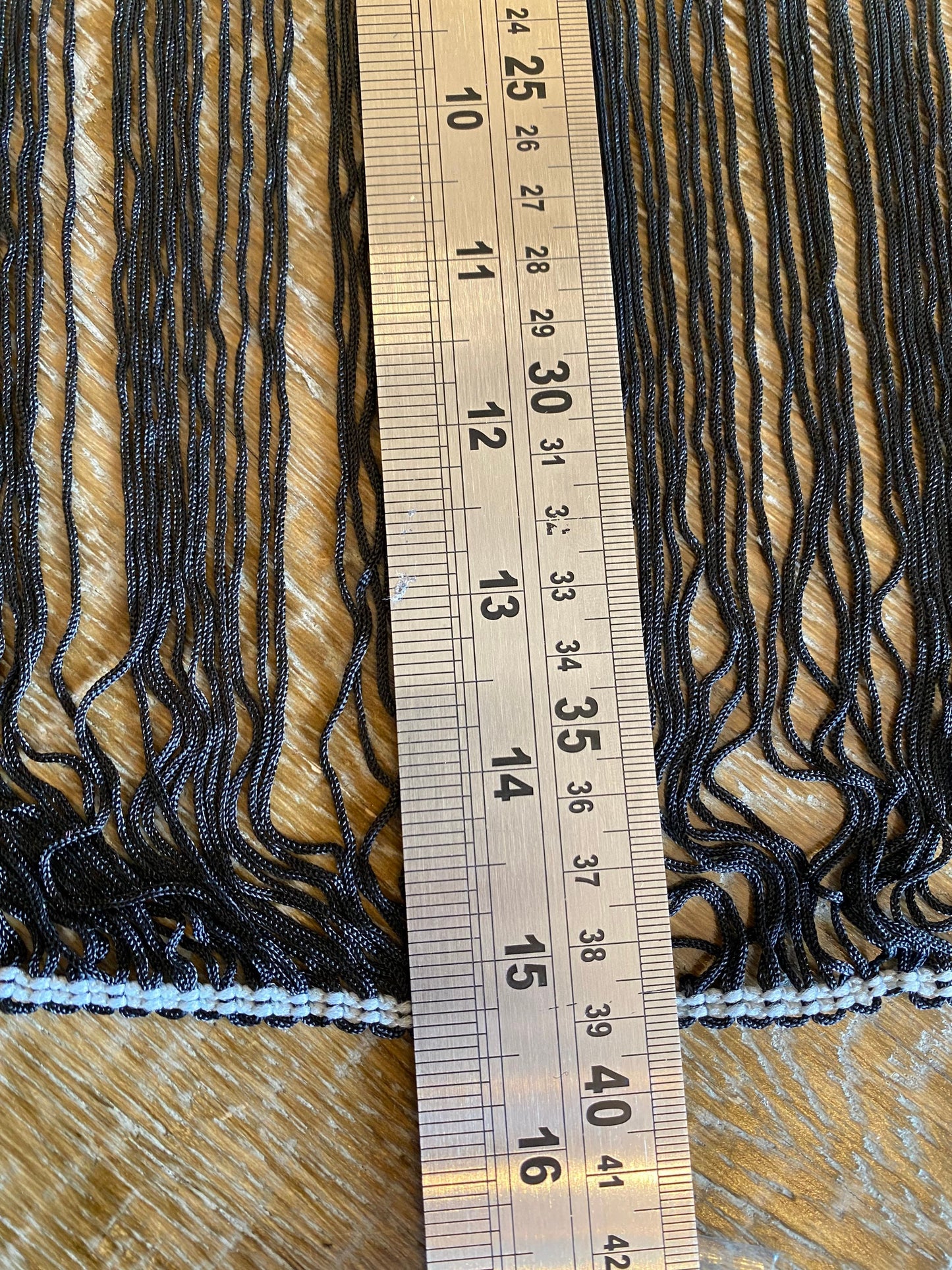 Black Ivory Tie Dye Fringe, 15" Wide, Sewing Trim