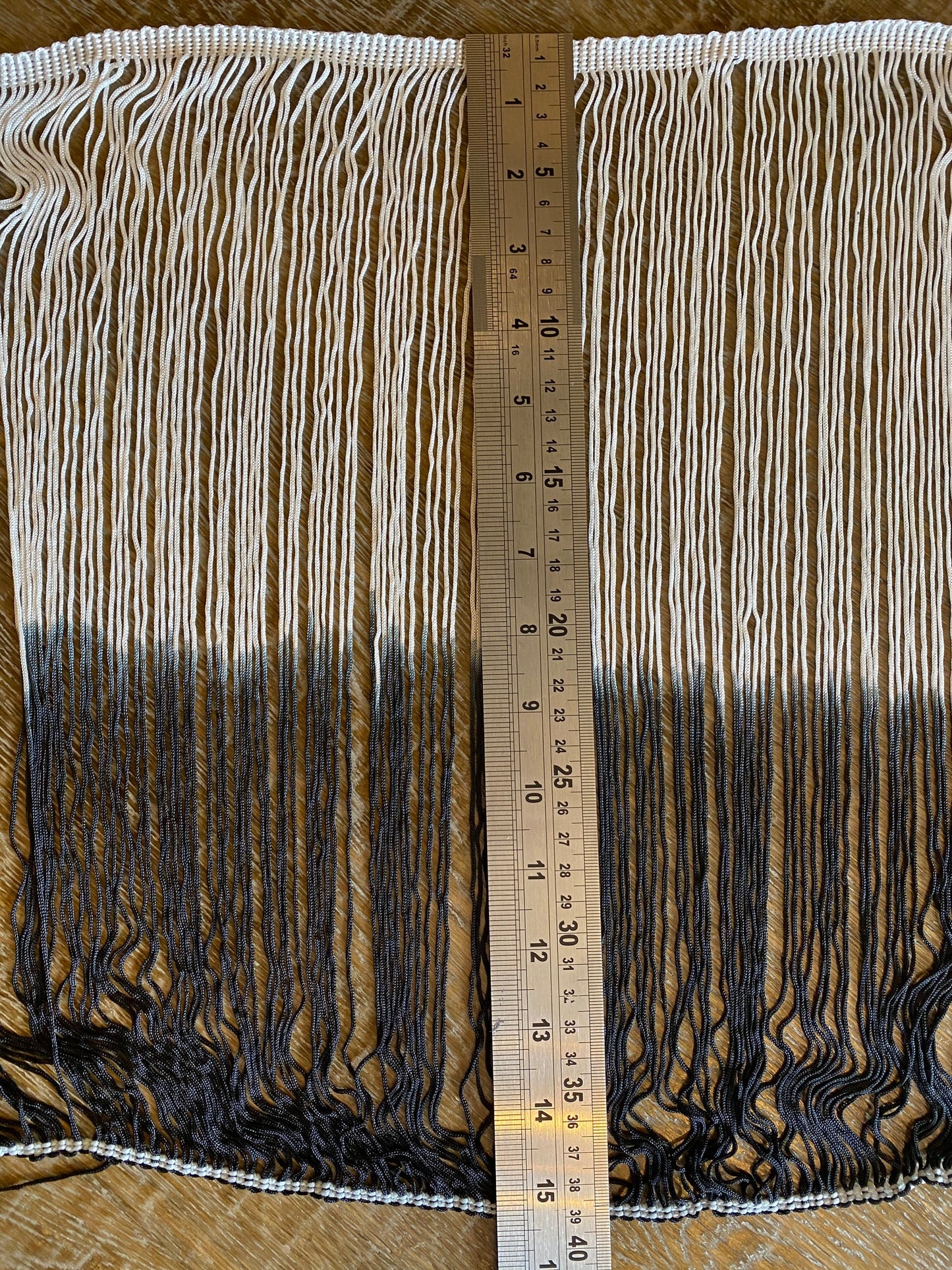 Black Ivory Tie Dye Fringe, 15" Wide, Sewing Trim