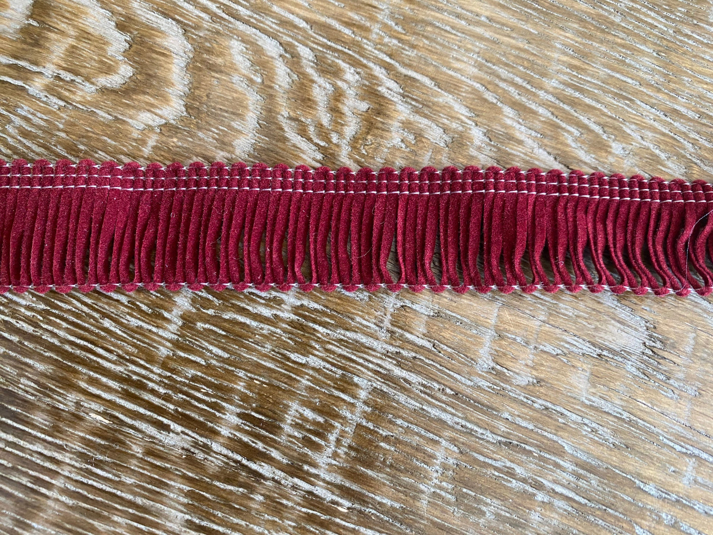 Faux suede fringe, 1” long fringe, clothing, tops, boho, burgundy