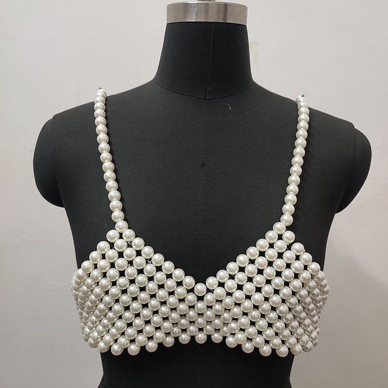 Pearl Bra, Handmade Pearl Bra, Fashion Statement Bra