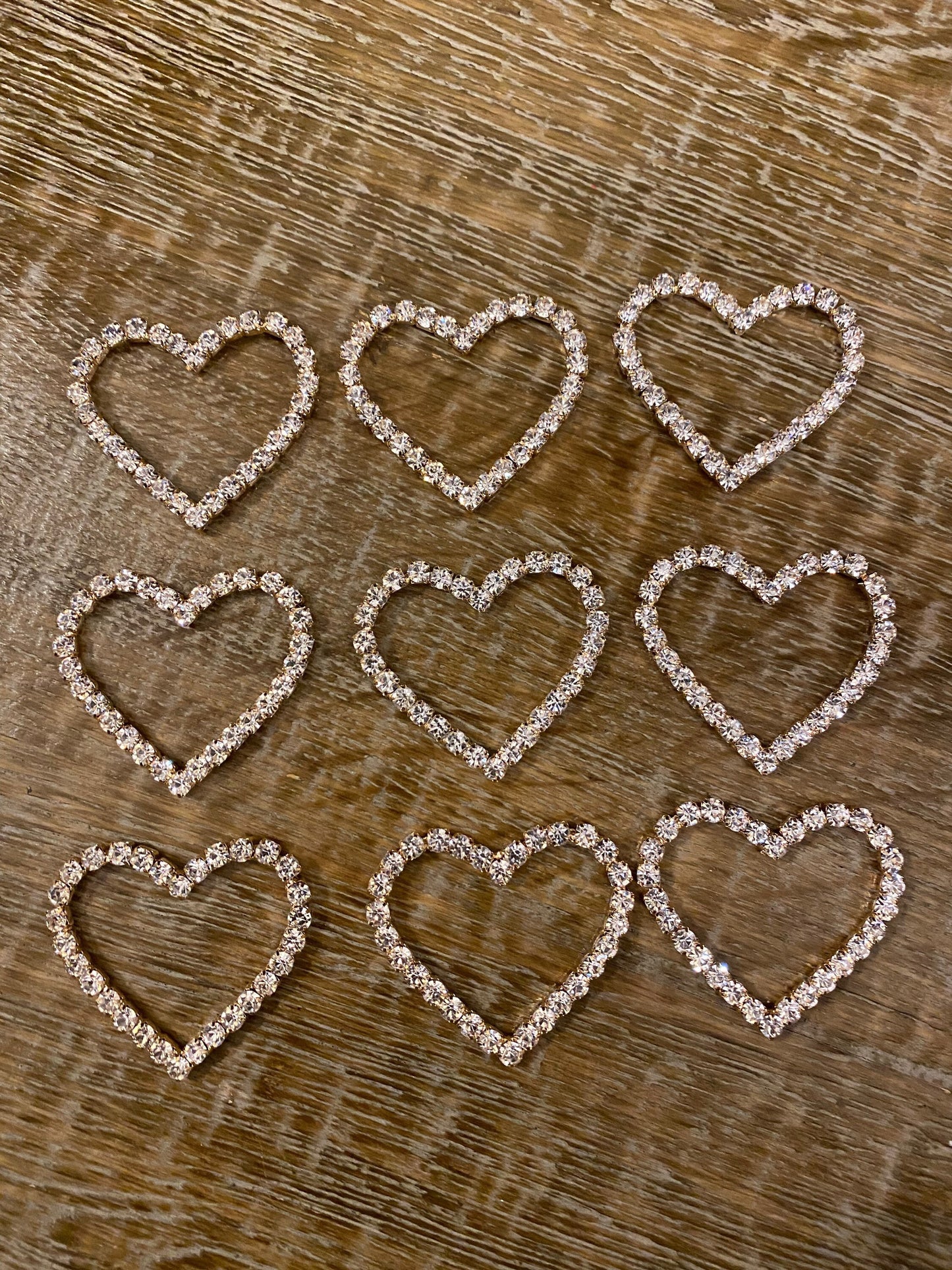 Diamanté Rhinestone Heart Buckle, Gold Base (2 inch)