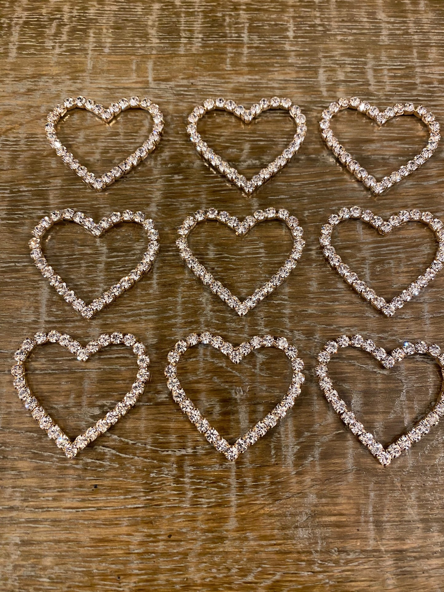 Diamanté Rhinestone Heart Buckle, Gold Base (2 inch)