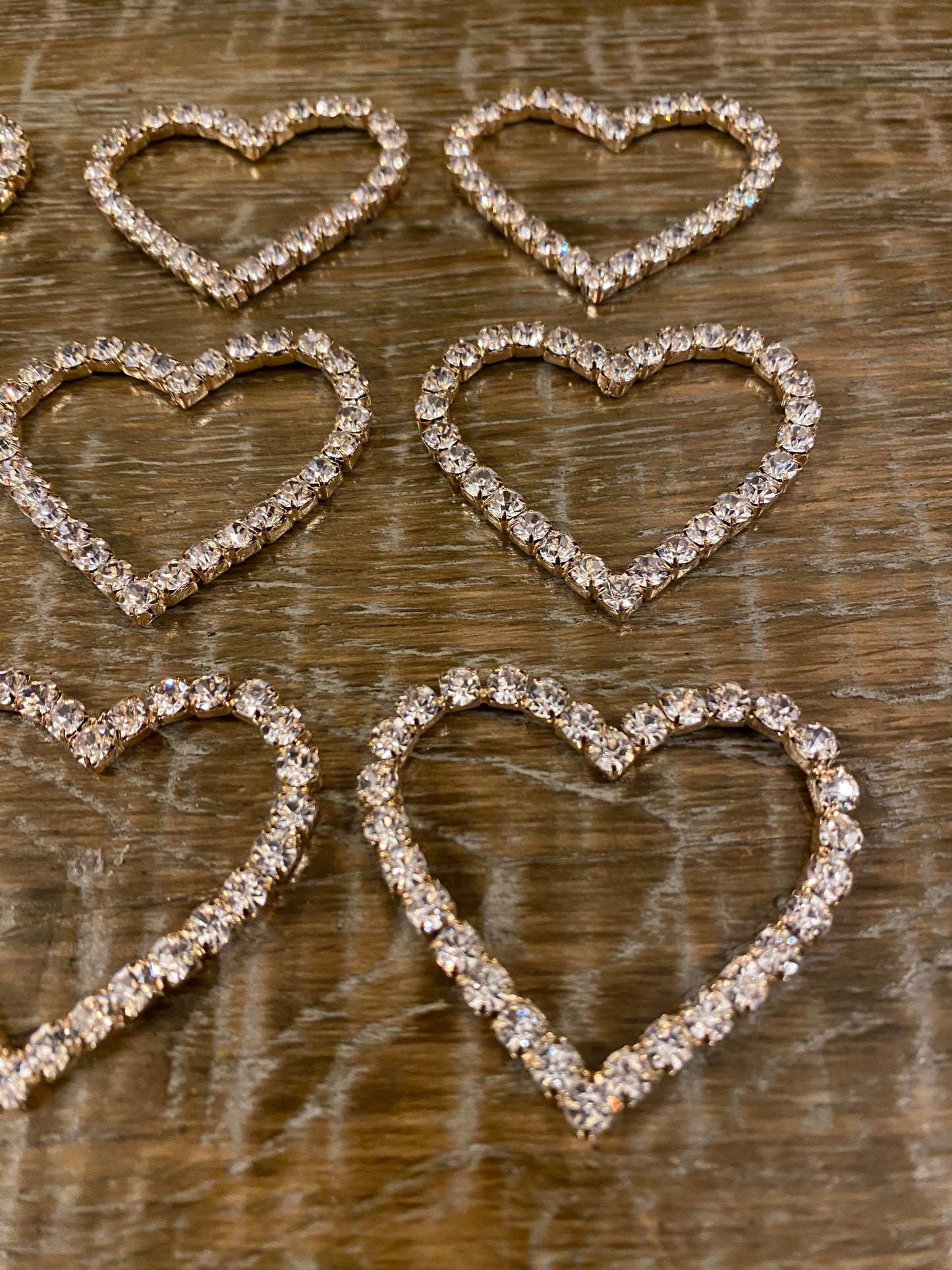 Diamanté Rhinestone Heart Buckle, Gold Base (2 inch)