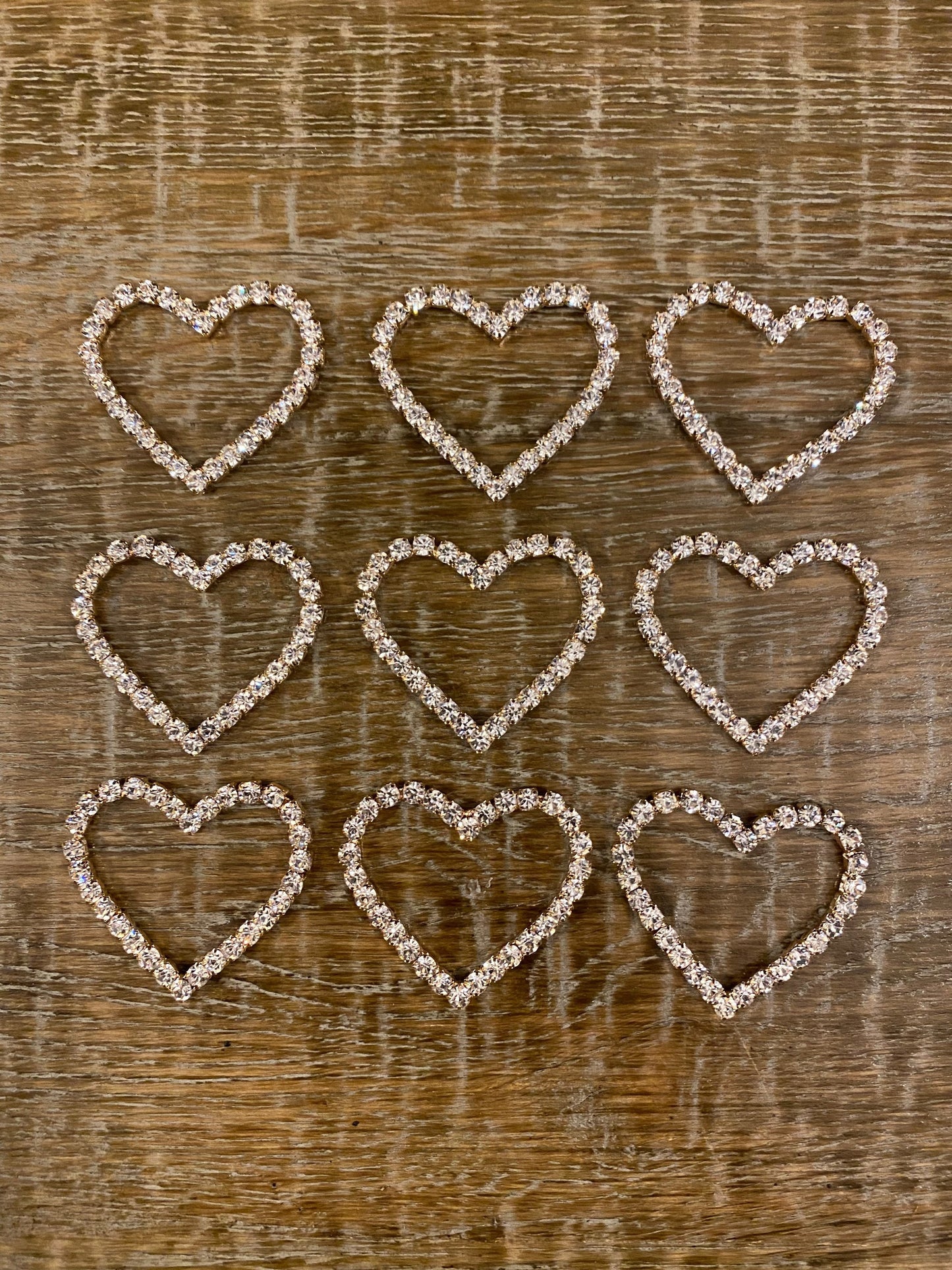 Diamanté Rhinestone Heart Buckle, Gold Base (2 inch)
