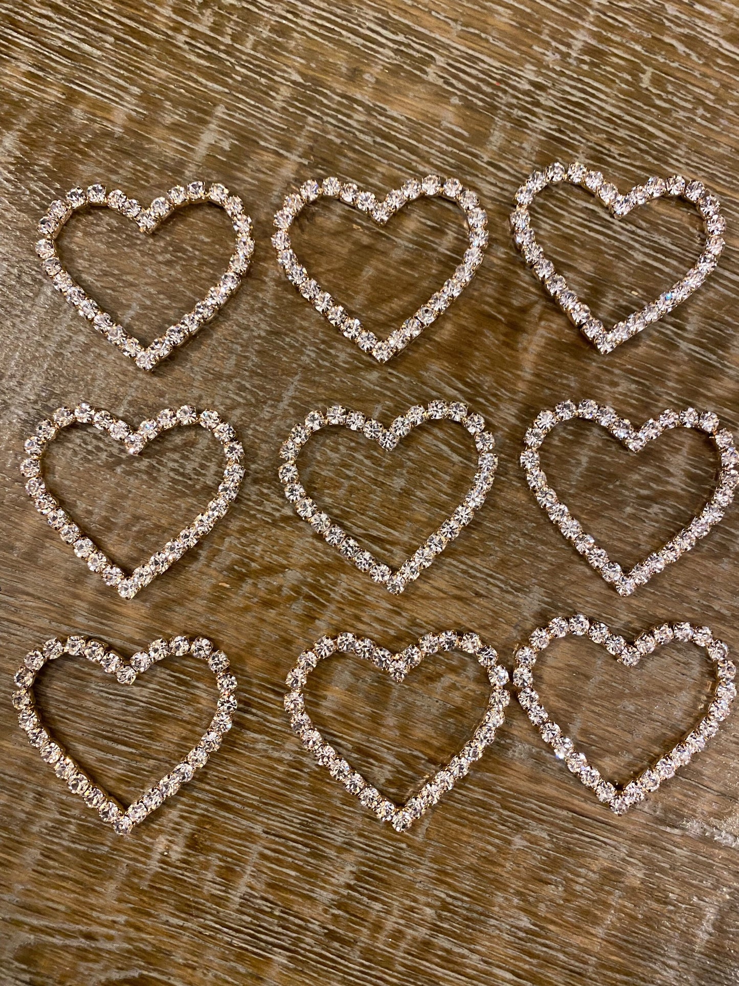 Diamanté Rhinestone Heart Buckle, Gold Base (2 inch)