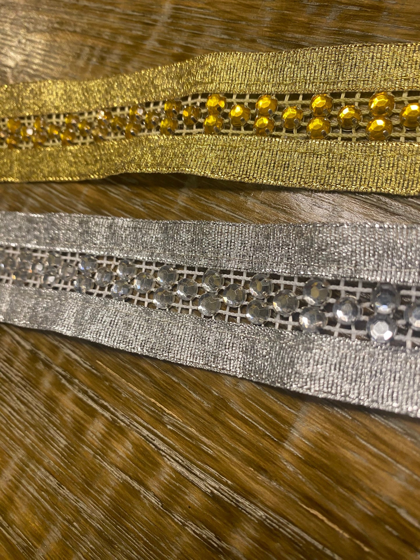 Rhinestone Lurex Ribbon Tape, Diamanté Jewel Trim