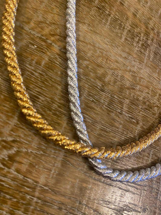 Lurex cord, Silver Lurex, Gold Lurex, 8mm Thick Cord