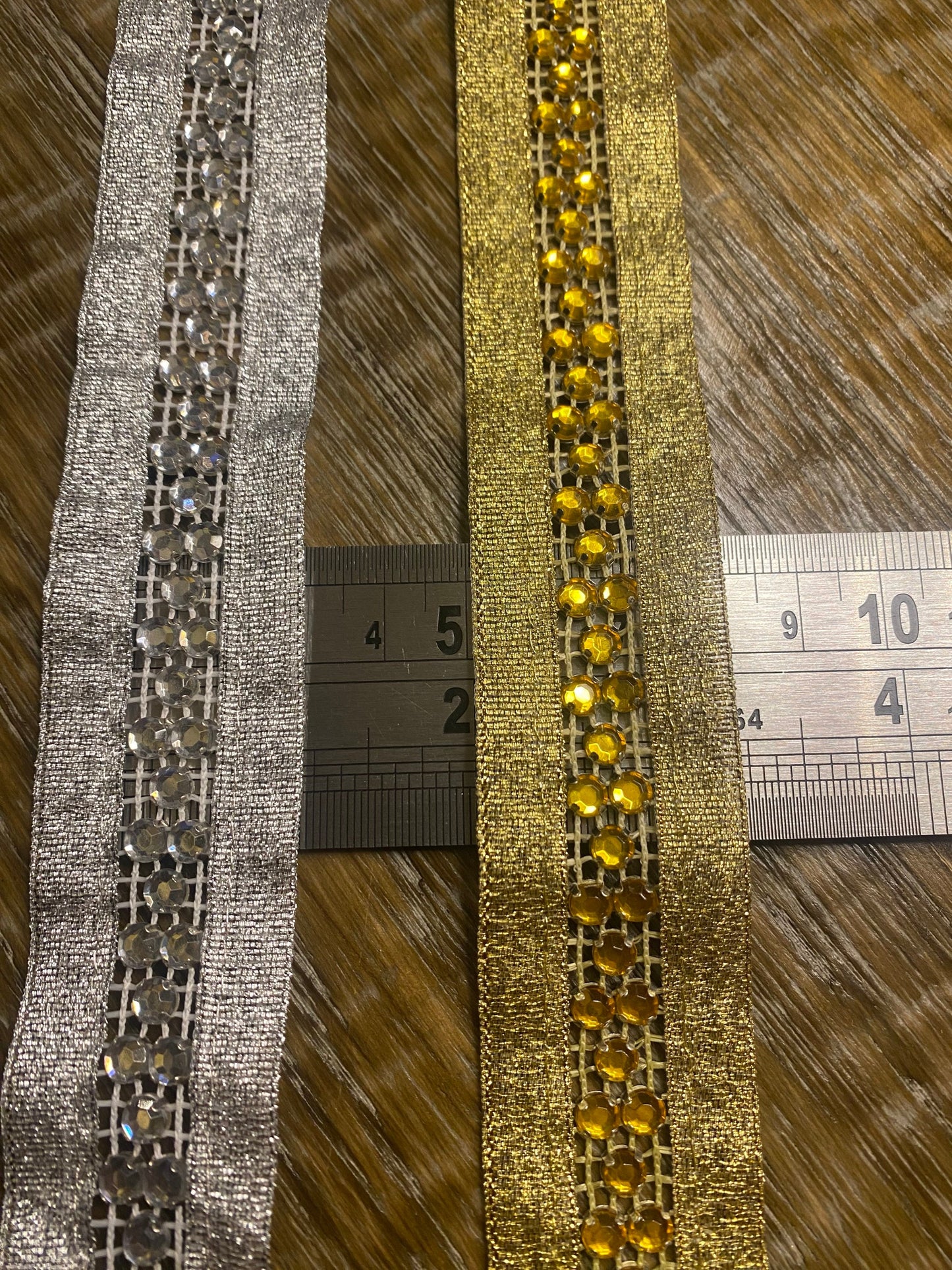 Rhinestone Lurex Ribbon Tape, Diamanté Jewel Trim