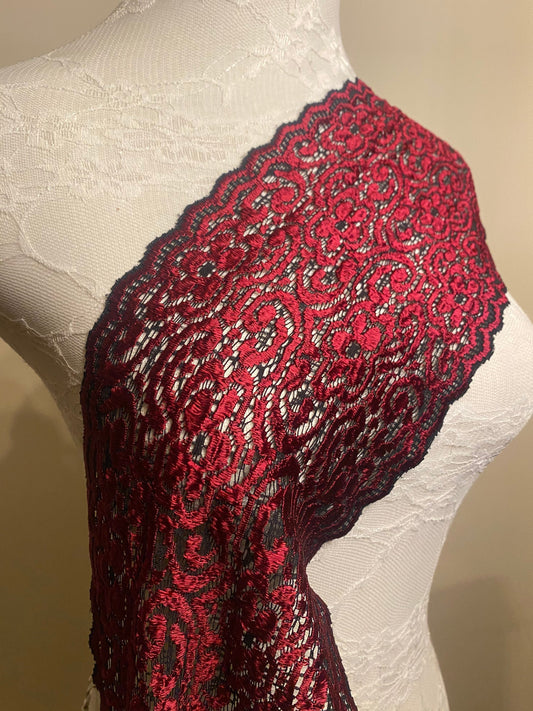 Lace, Red Lace, Stretch Lace