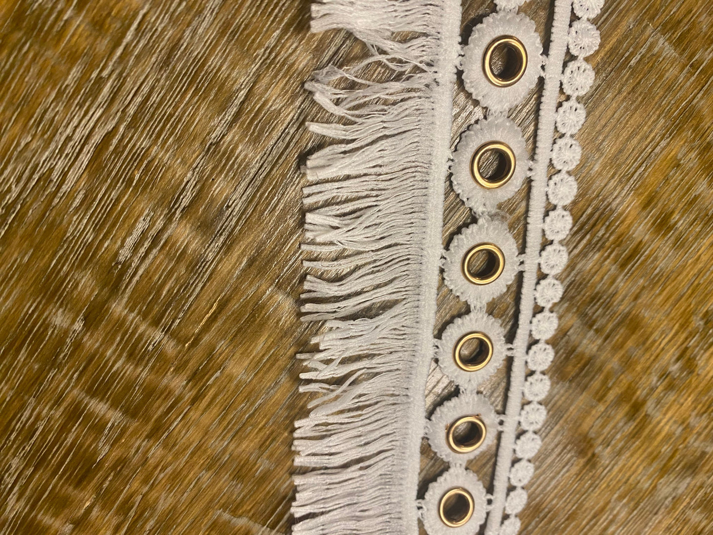 Fringe Lace, Gold Eyelet Fringe Lace, Ivory Lace