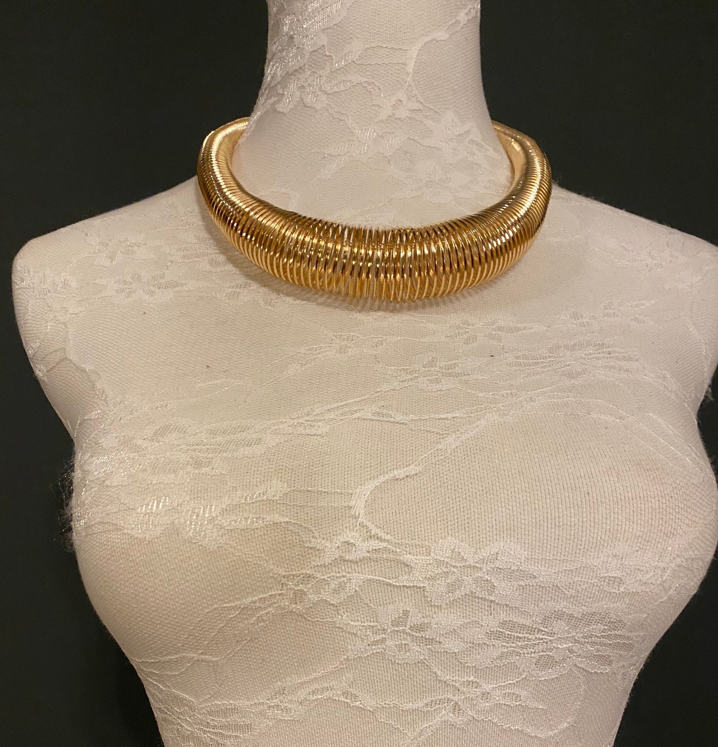 Spiral Gold Statement Necklace, Adjustable Chain