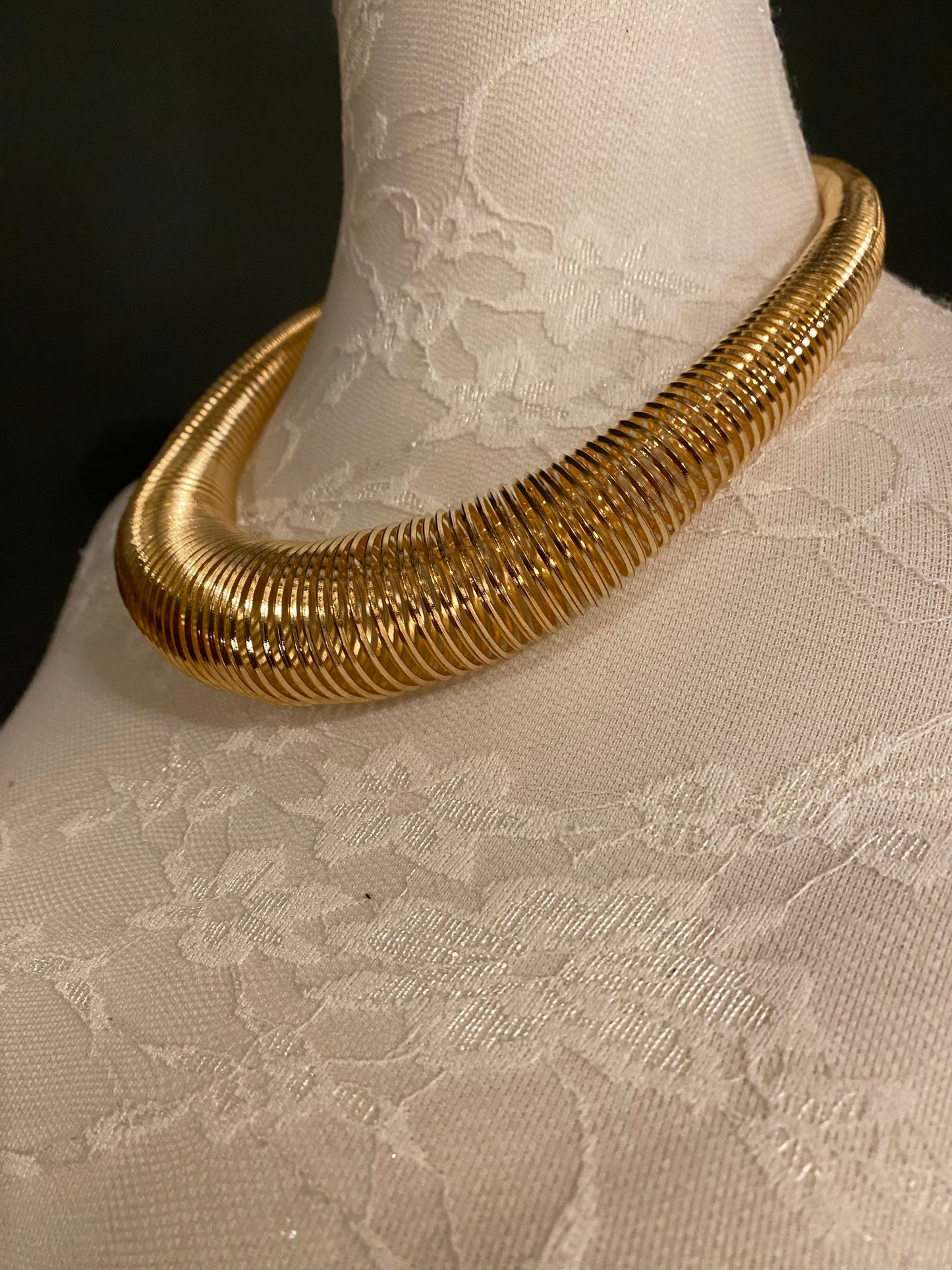 Spiral Gold Statement Necklace, Adjustable Chain