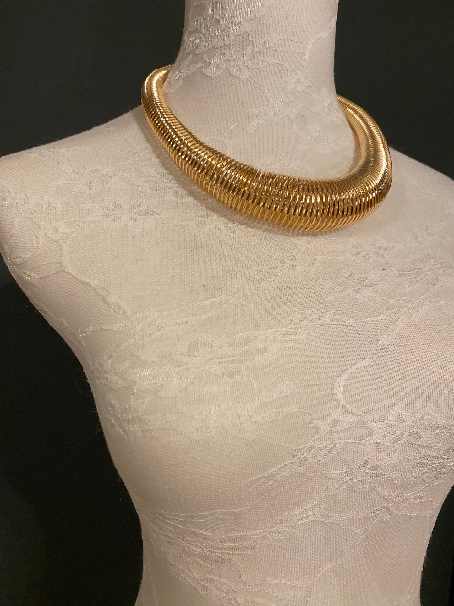 Spiral Gold Statement Necklace, Adjustable Chain