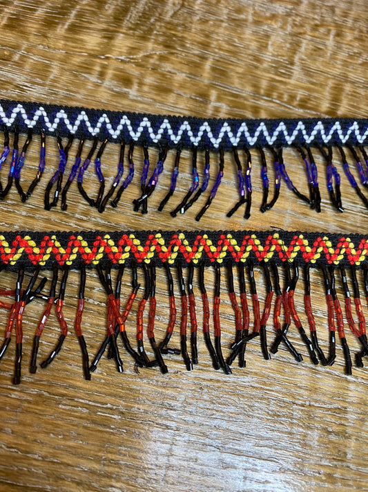 Beaded Fringe, Stretch Tape with a beaded Fringe, jacquard Tape with beads
