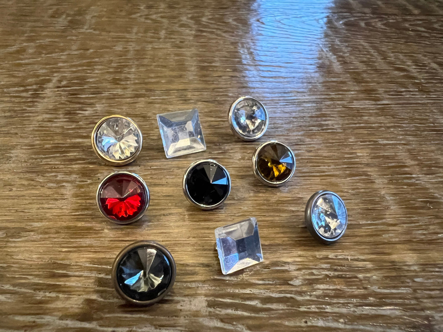 6pcs, 11mm 9mm Diamanté Buttons, Shank 18L rhinestone buttons, Silver gold antique brass Jewel buttons