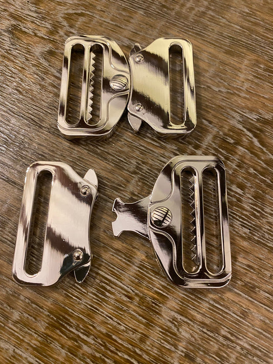 5cm Silver Adjustable Safety Lock Buckle, Belts, Bags, Rucksacks, Handbags, Crafts, 2” Buckle