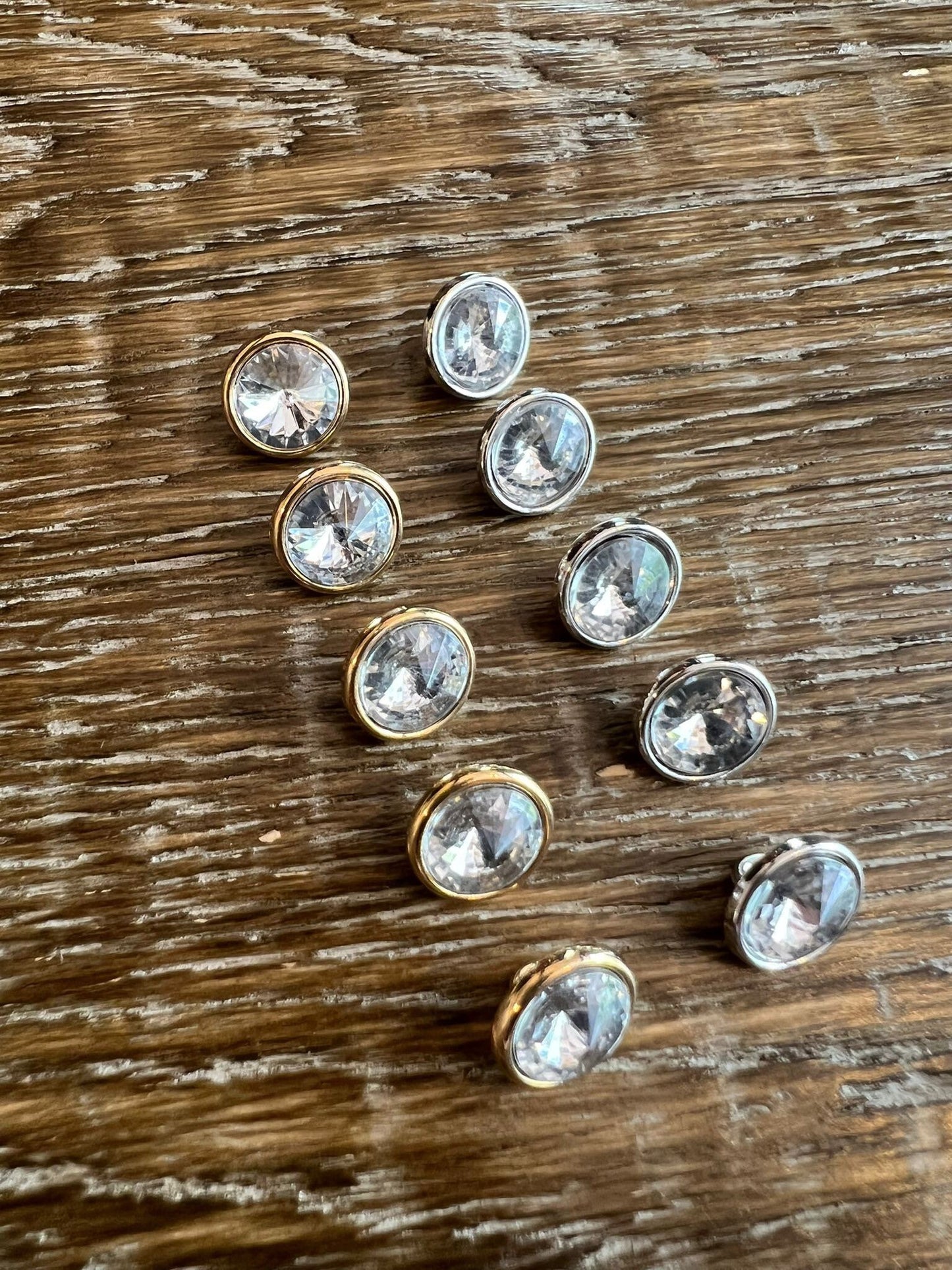 Diamanté Shank Buttons, Jewel Rhinestone, 9-11mm