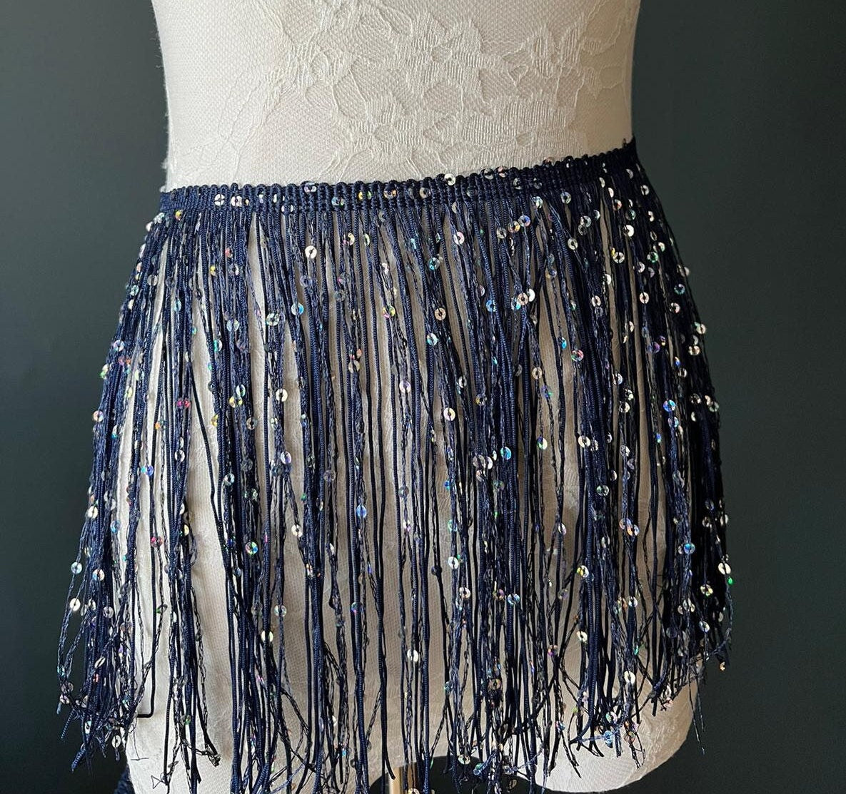 Fringe, Fringe With Sequins, Sequinned,  Sequin Fringe, Dance, Costumes, Fashion, Party, Dress Fringe, 20cm, 8 inch, 8 Colours, Red