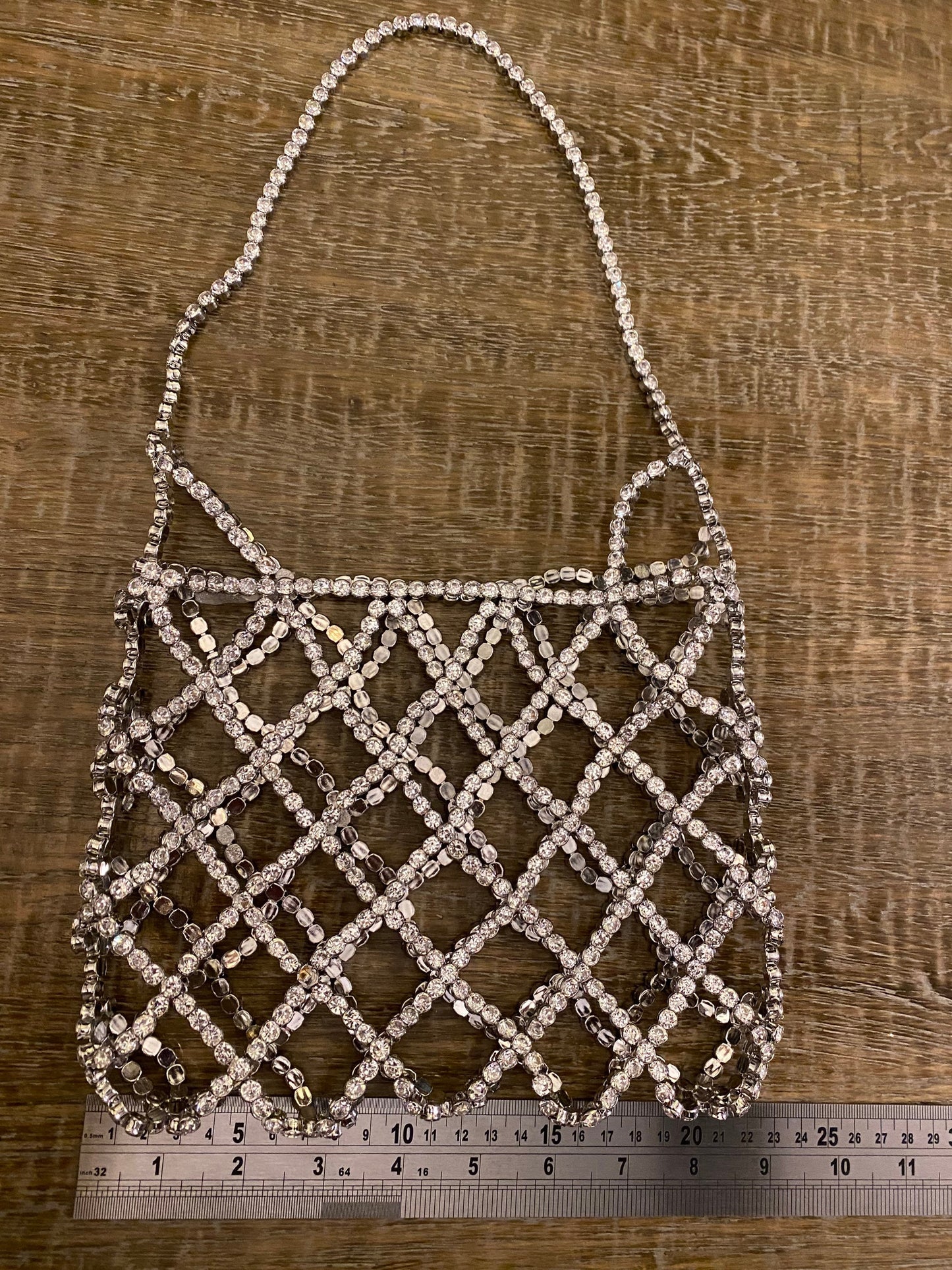 Handmade Silver Rhinestone Handbag, Exclusive Design