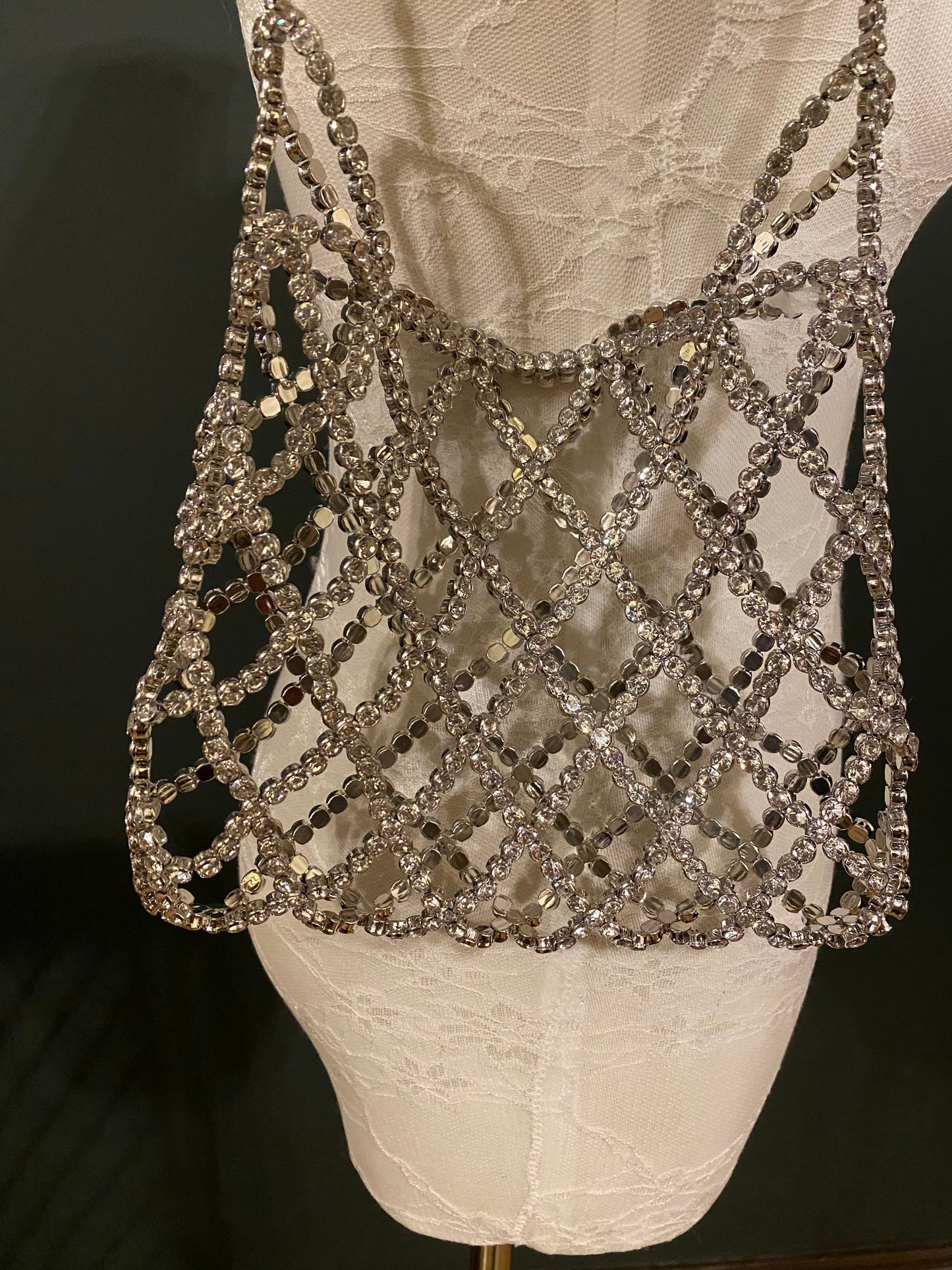 Handmade Silver Rhinestone Handbag, Exclusive Design
