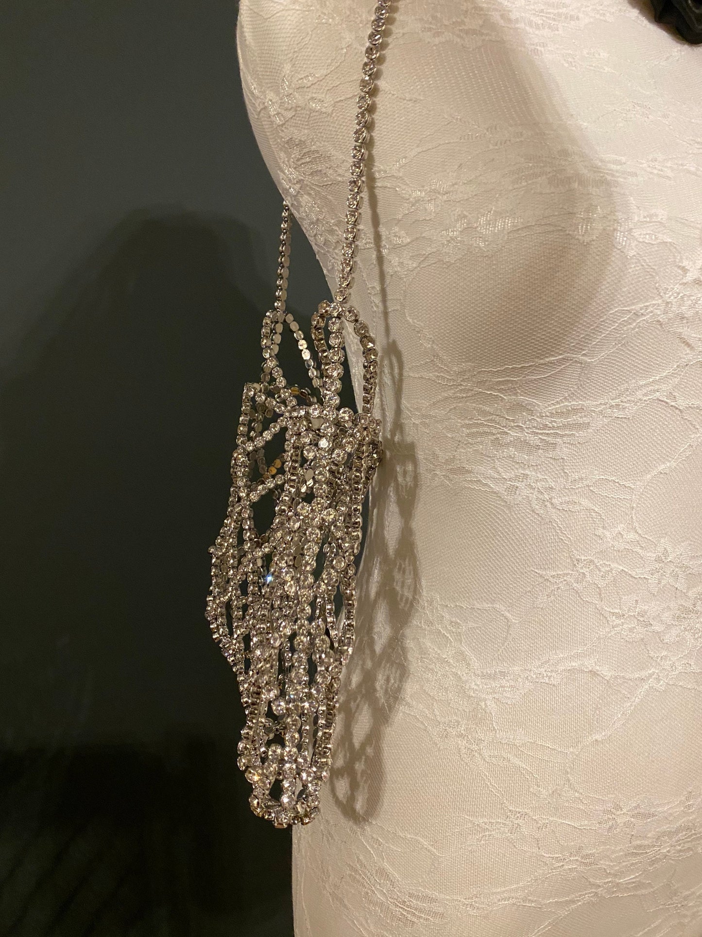 Handmade Silver Rhinestone Handbag, Exclusive Design
