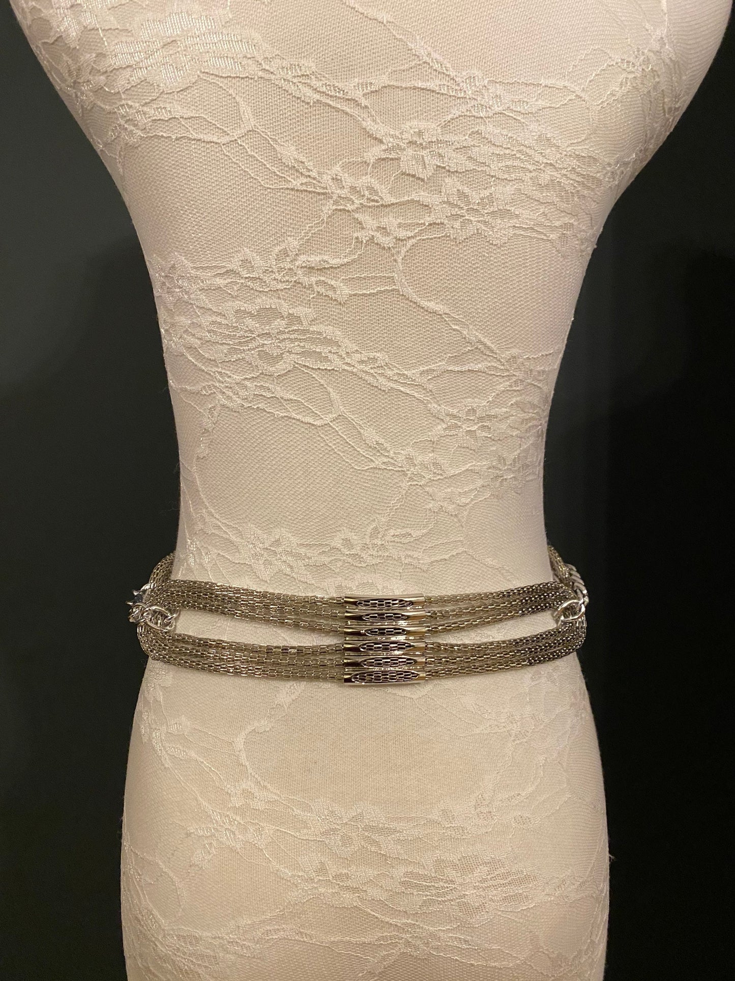Silver Metal Mesh Chain Belt, Handmade to Measure 18–60 Inch Waist
