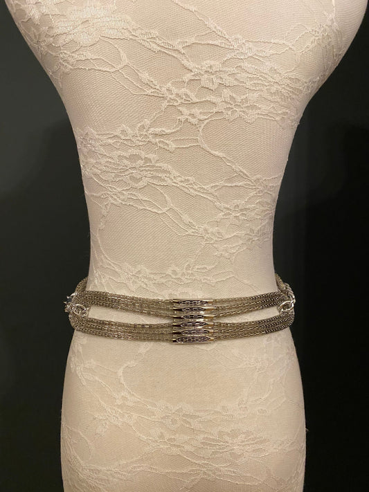 Silver Metal Mesh Chain Belt, Handmade to Measure 18–60 Inch Waist