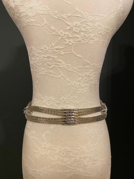 X-long Metal mesh chain Belt, Silver Chain belt, fashion belt, UK Size 4-36