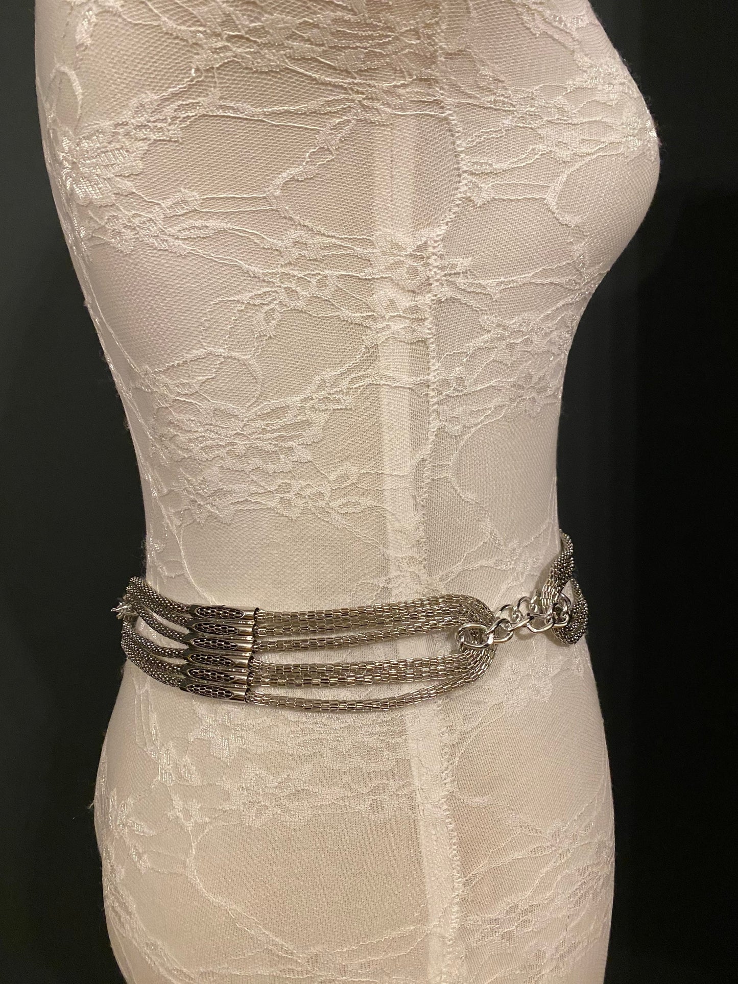 Silver Metal Mesh Chain Belt, Handmade to Measure 18–60 Inch Waist