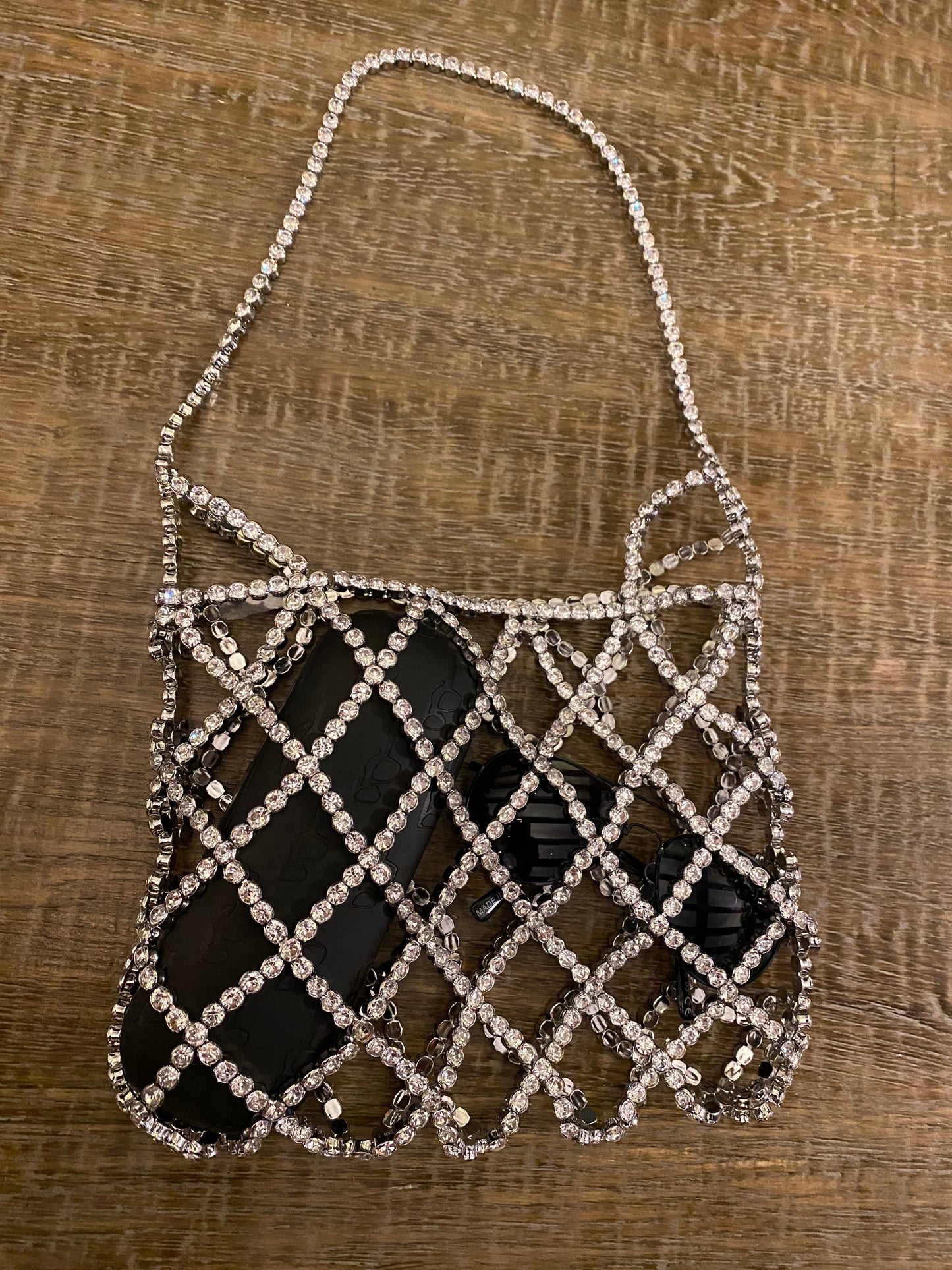 Handmade Silver Rhinestone Handbag, Exclusive Design