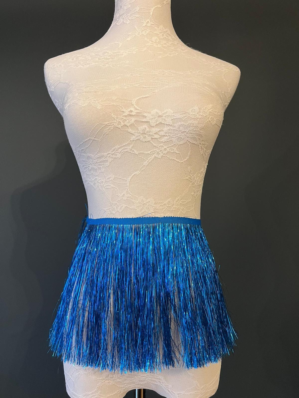 Aqua Blue Tinsel Fringe, 8" Wide, Dance Costume Trimming, 17 Colours