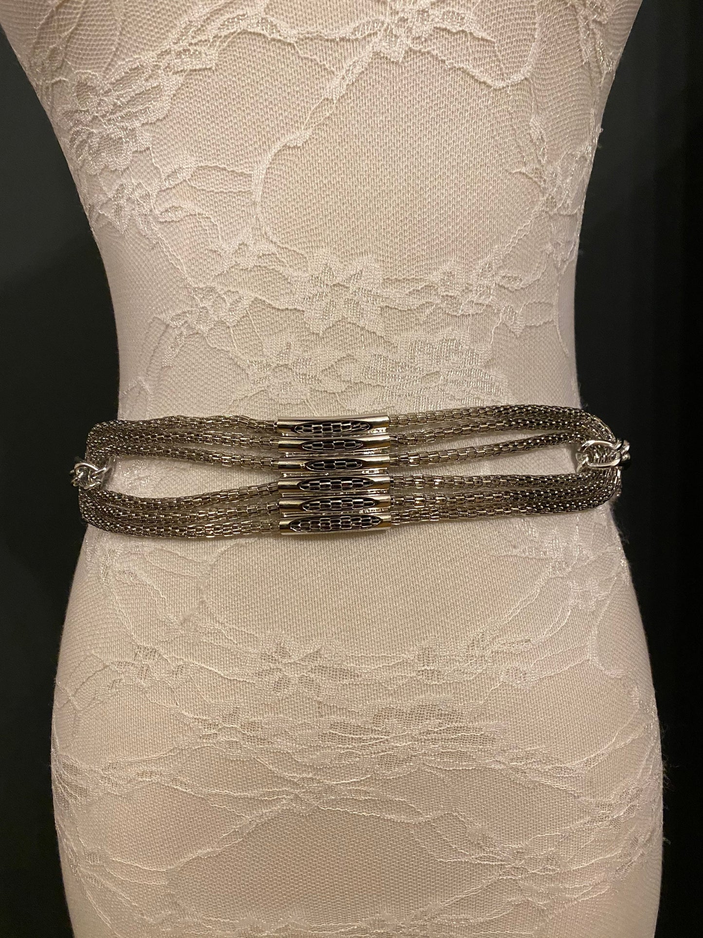 Silver Metal Mesh Chain Belt, Handmade to Measure 18–60 Inch Waist