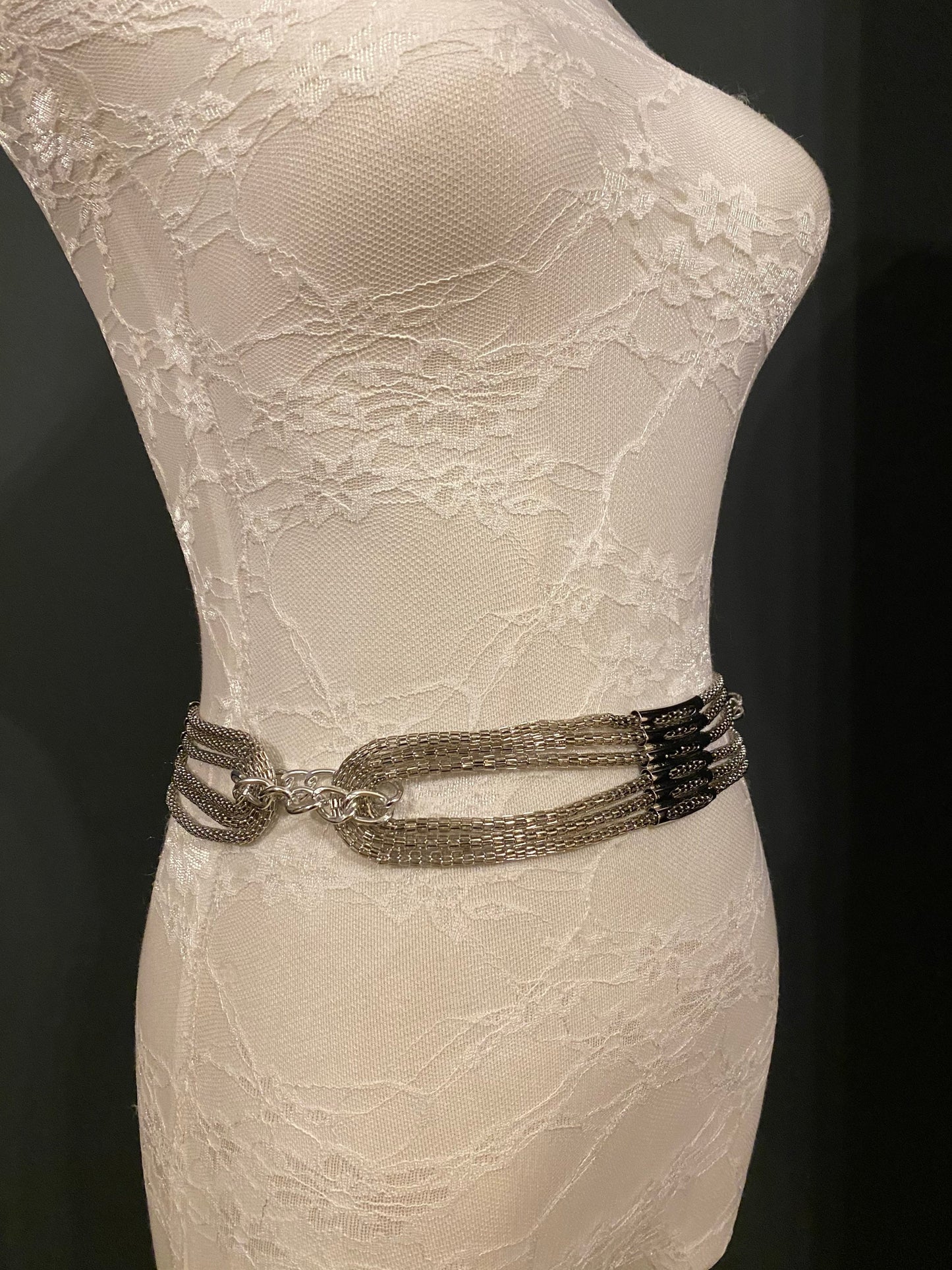 Silver Metal Mesh Chain Belt, Handmade to Measure 18–60 Inch Waist