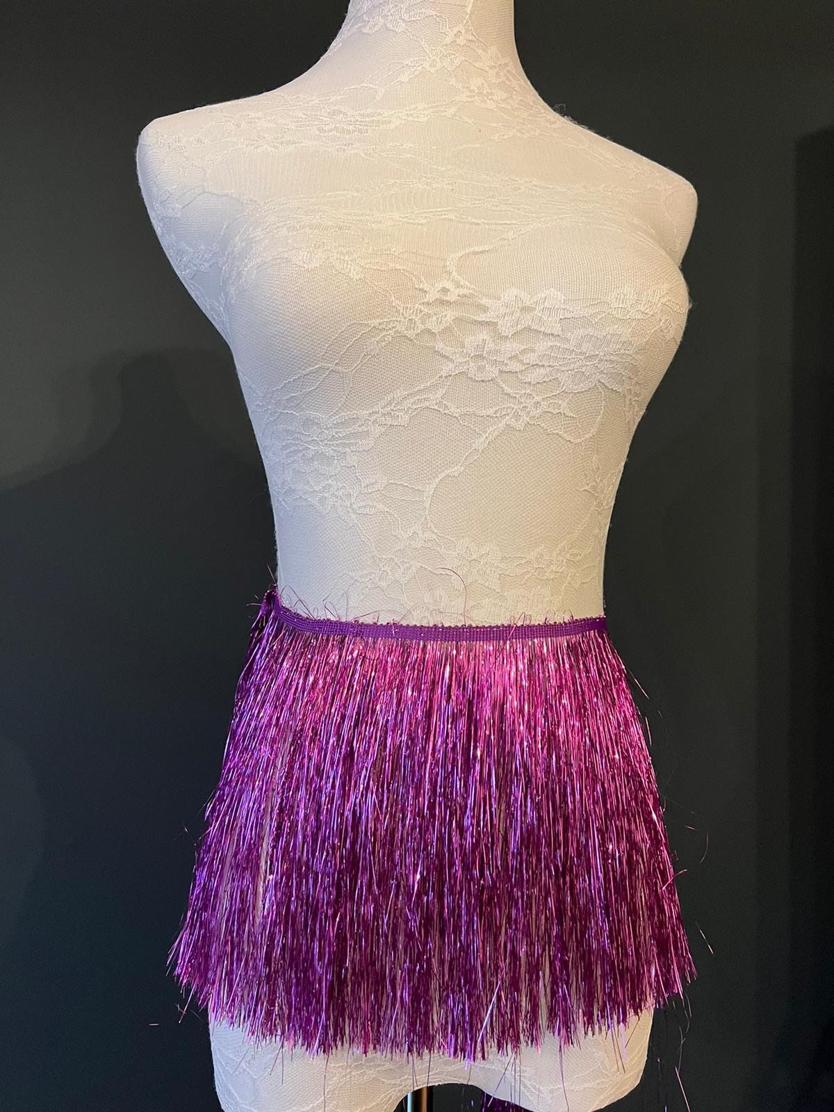 8" Cerise Tinsel Fringe, Dance Costume Trimming, 17 colour options