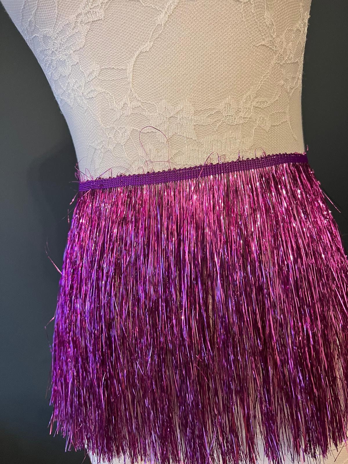 8" Cerise Tinsel Fringe, Dance Costume Trimming, 17 colour options