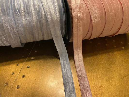 18mm Wide Elastic, Folding Elastic, Satin Binding, Headband, Craft, Pink, Baby Blue