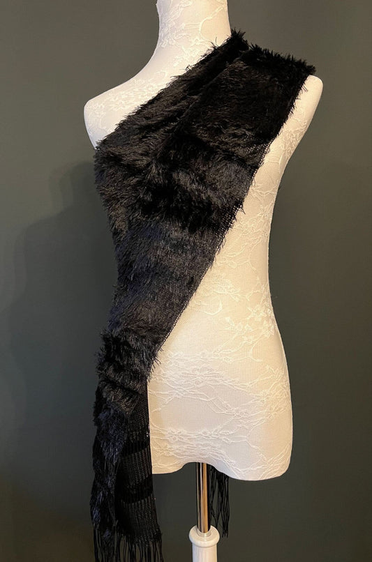 Scarf, Soft High Quality Scarf, Scarf Accessory, Black, Ivory