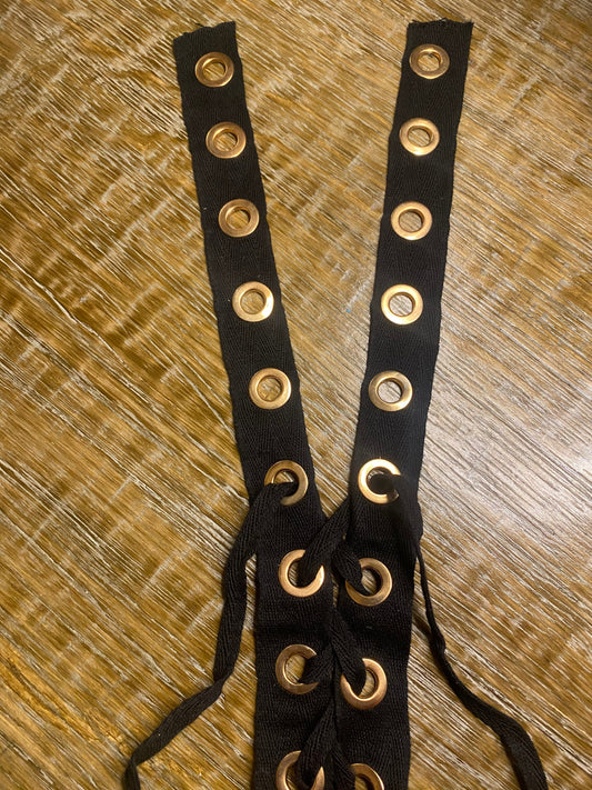 Eyelet tape, Cotton Eyelet Tape, Fasted Eyelet tape with cord, Black, Gold