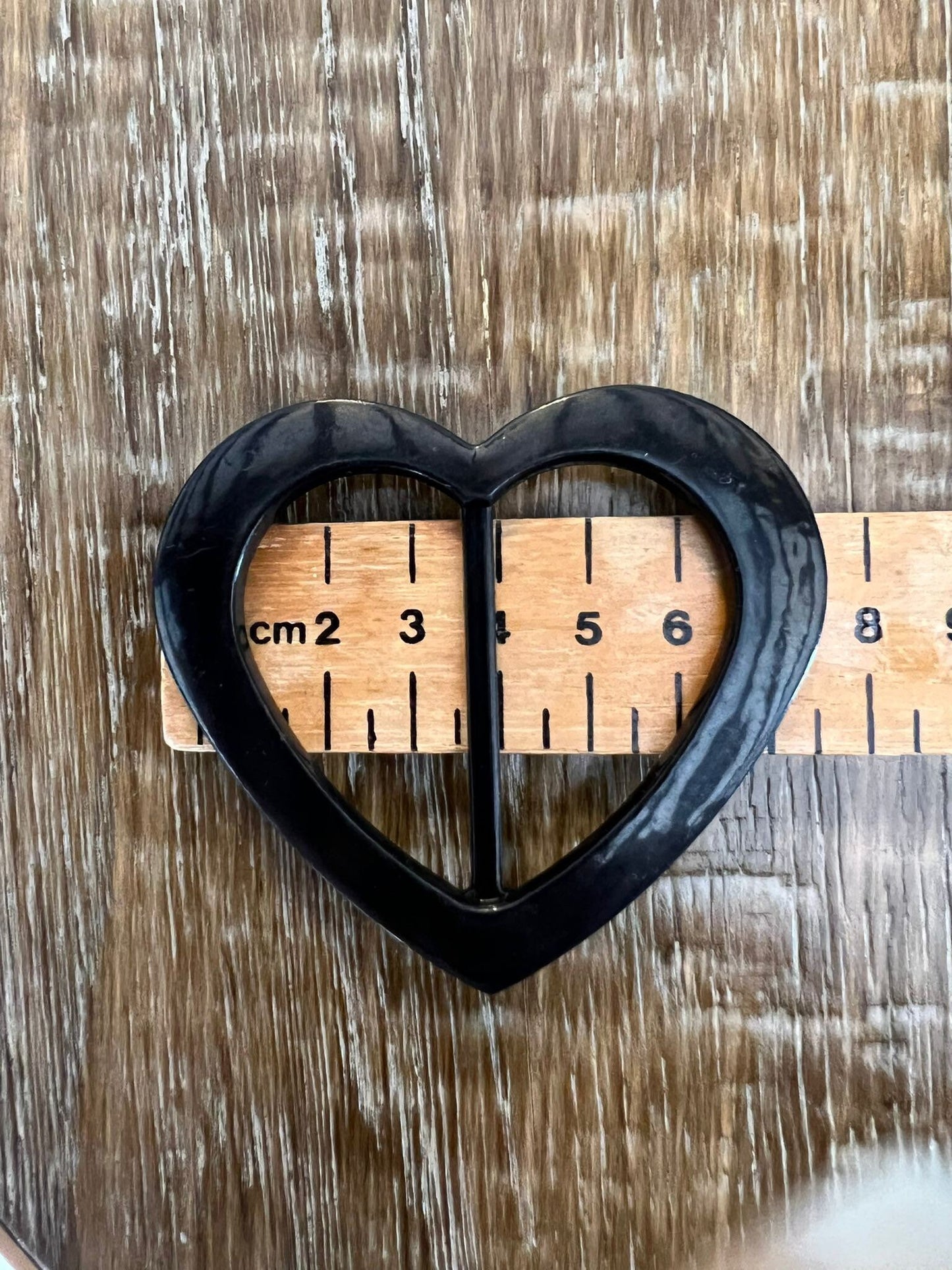 Heart Buckles, 3” Wide, Shiny finish, Black / White, 75mm Buckles, Heart Shape