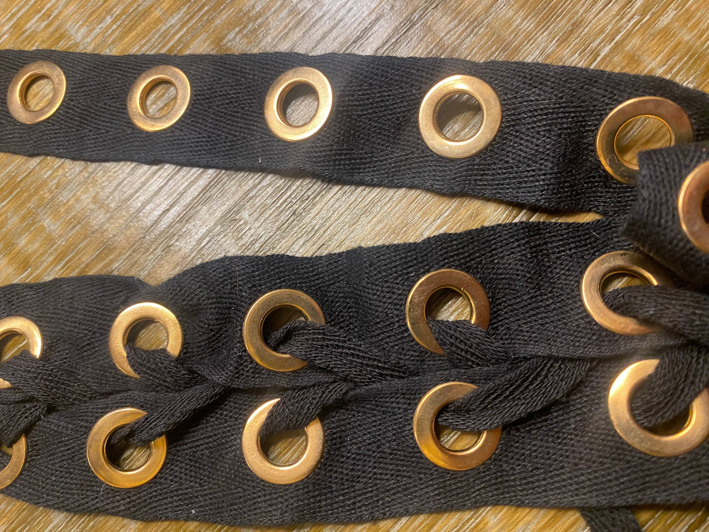 Eyelet tape, Cotton Eyelet Tape, Fasted Eyelet tape with cord, Black, Gold