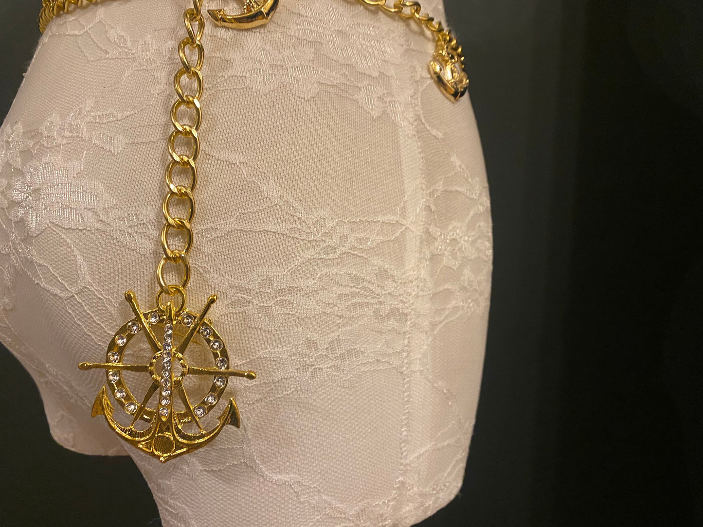 Gold Chain Belt with Anchor Pendants – Handmade to Measure 18–60 Inch Waist