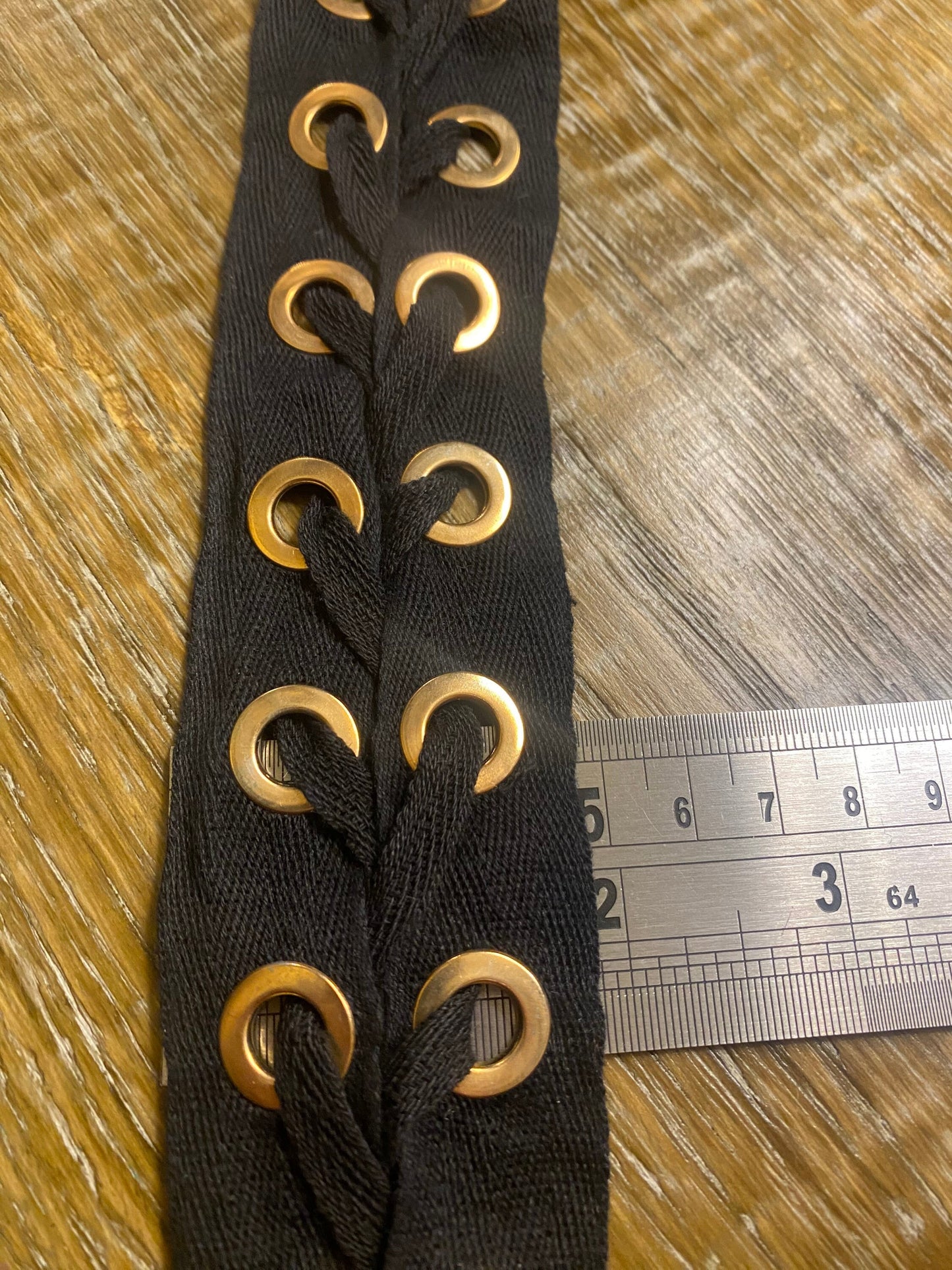 Eyelet tape, Cotton Eyelet Tape, Fasted Eyelet tape with cord, Black, Gold